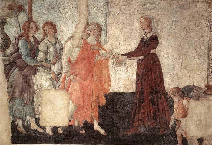 Venus and the Three Graces Presenting Gifts to a Young Woman, Sandro Botticelli